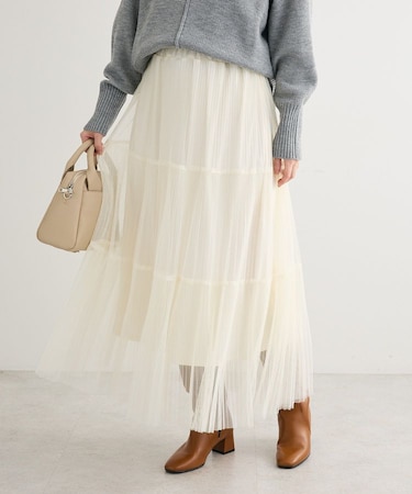 チュールプリーツティアードスカート