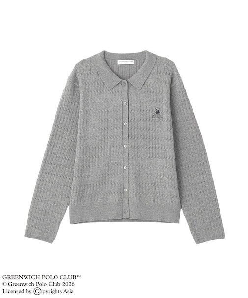 GREENWICH POLO CLUB(TM)ケーブル襟付ニットカーディガン