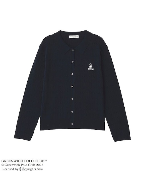 GREENWICH POLO CLUB(TM)ケーブル襟付ニットカーディガン