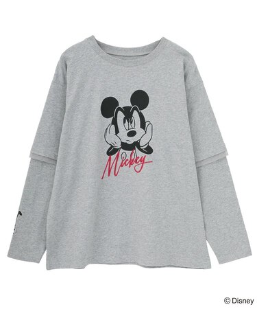 ミッキー&フレンズ/レイヤードプリントロングTシャツ