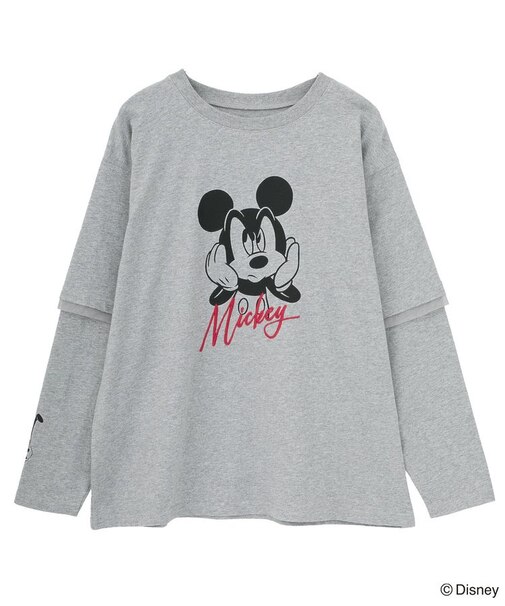 ミッキー&フレンズ/レイヤードプリントロングTシャツ