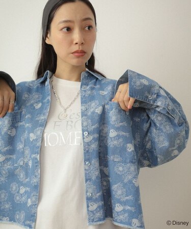 ミッキー&フレンズ/花柄デニムシャツ
