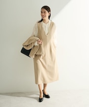 O.洗えてストレッチ Vネックジャンスカ