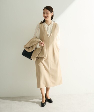 O.洗えてストレッチ Vネックジャンスカ