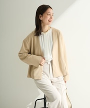 O.洗えてストレッチ ノーカラージャケット