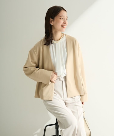 O.洗えてストレッチ ノーカラージャケット