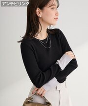 アンチピリング袖配色ニットプルオーバー