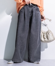 デニムタックワイドパンツ