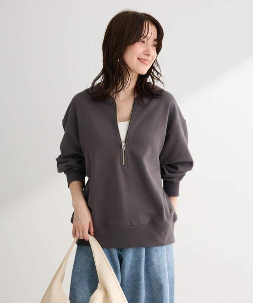 ハーフZip裏毛プルオーバー