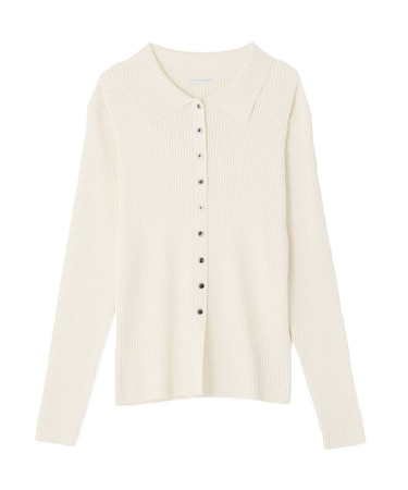 襟付きリブニットカーディガン