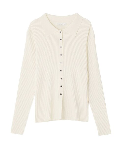 襟付きリブニットカーディガン