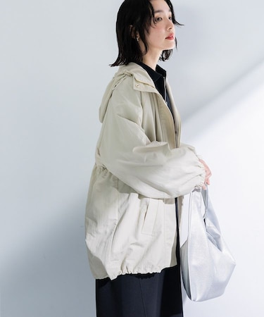 撥水加工ミディ丈マウンテンパーカー