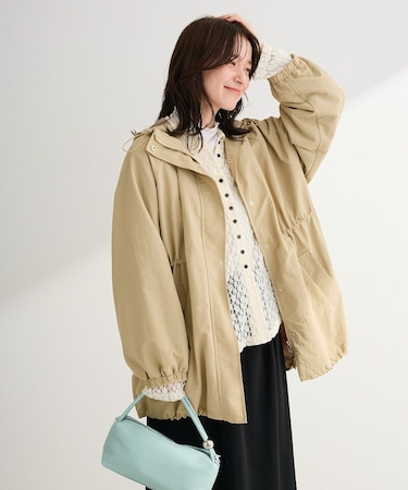 撥水加工ミディ丈マウンテンパーカー