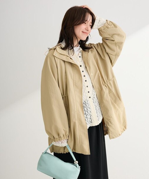 撥水加工ミディ丈マウンテンパーカー