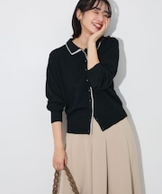 ここちニット衿付き配色プルオーバー