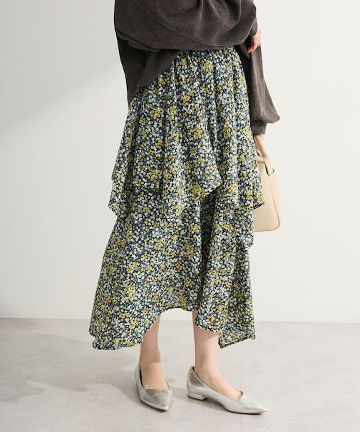 花柄イレヘムボリュームスカート