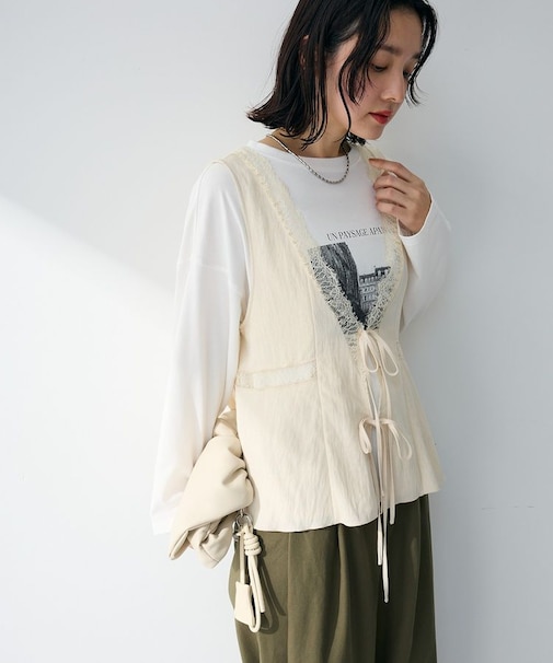 ランジェリー風サテンビスチェ