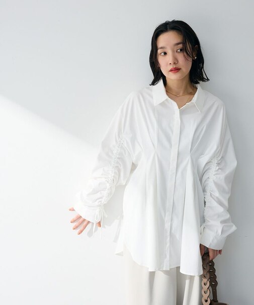 【WEB限定】ドロストシャーリングウエストタックシャツⅡ