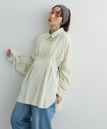 【WEB限定】ドロストシャーリングウエストタックシャツⅡ