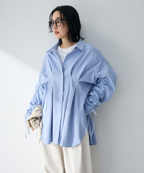 【WEB限定】ドロストシャーリングウエストタックシャツⅡ