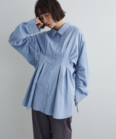 【WEB限定】ドロストシャーリングウエストタックシャツⅡ