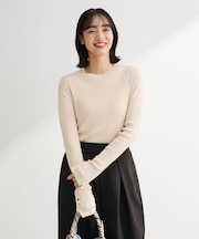 袖口金釦リブニットプルオーバー