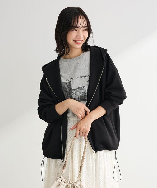 【OTONAパーカー】ダブルZIP裾ドロストパーカー