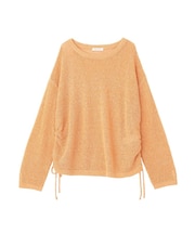 サイドシャーリング透かし編みニットプルオーバー