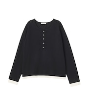 ヘンリーネックレイヤードニットプルオーバー