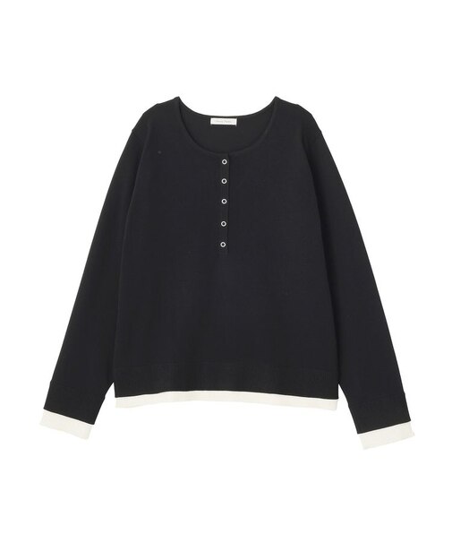 ヘンリーネックレイヤードニットプルオーバー