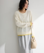 ヘンリーネックレイヤードニットプルオーバー