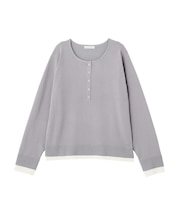 ヘンリーネックレイヤードニットプルオーバー