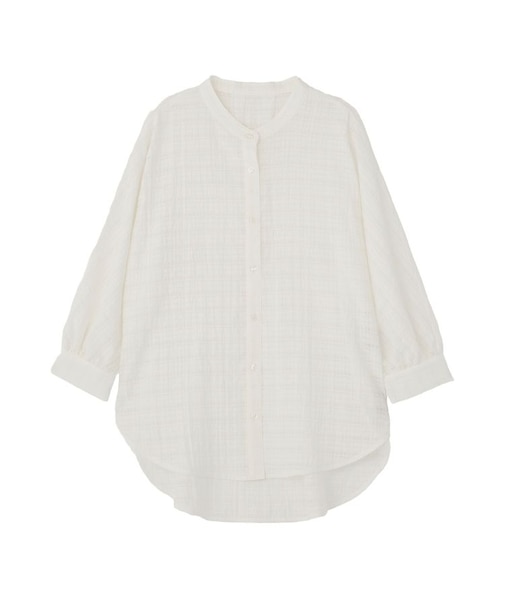 シアーチェック７分袖シャツ