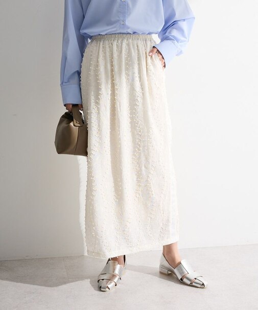 3Dレース刺しゅうスカート