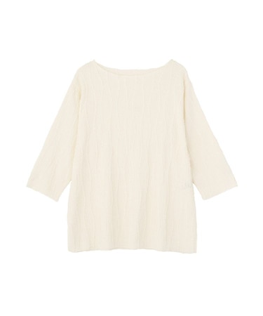 5分袖表面感カットプルオーバー