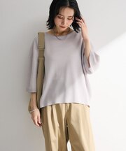 七分袖機能ニットプルオーバー