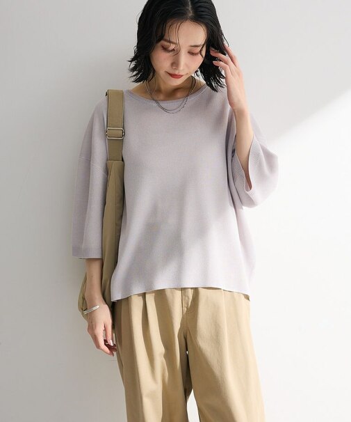 七分袖機能ニットプルオーバー