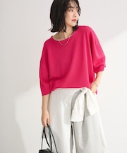 七分袖機能ニットプルオーバー