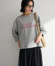 七分袖ロゴ裏毛プルオーバー