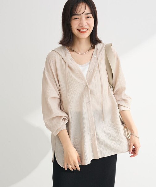 シアーフードシャツ