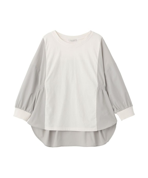 7分袖サイドシャーリングドッキングプルオーバー