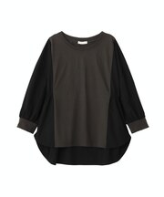 7分袖サイドシャーリングドッキングプルオーバー