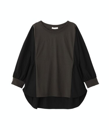 7分袖サイドシャーリングドッキングプルオーバー