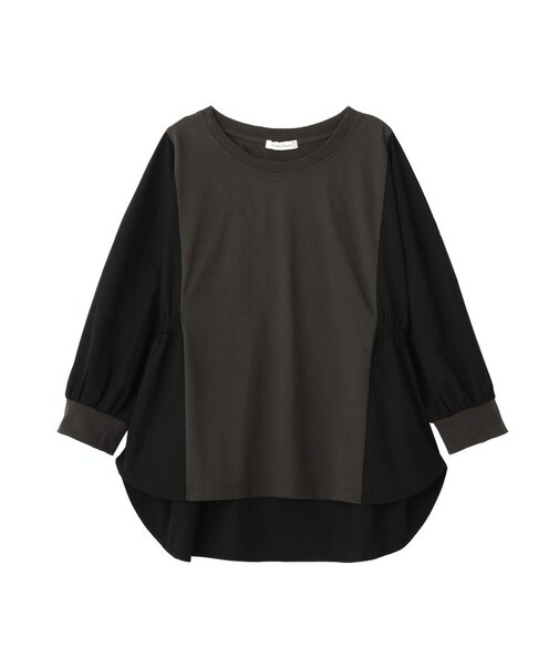 7分袖サイドシャーリングドッキングプルオーバー