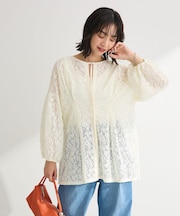 メッシュレースタック入りプルオーバー