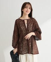 メッシュレースタック入りプルオーバー