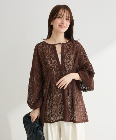 メッシュレースタック入りプルオーバー