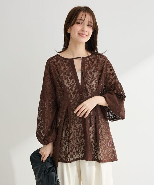 メッシュレースタック入りプルオーバー