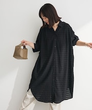 シアーチェックシャツワンピース