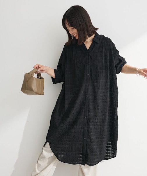 シアーチェックシャツワンピース